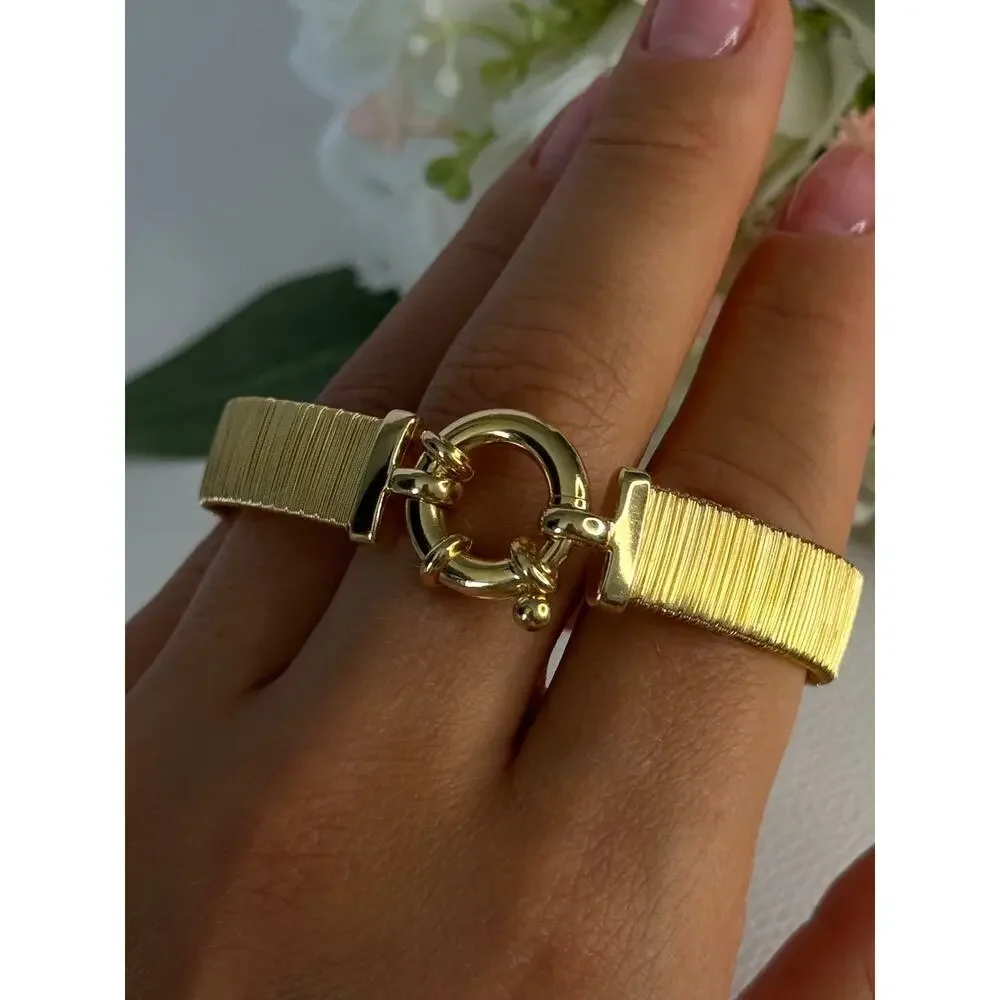 Elegant 925 Sterling Silver V Italy Gold Plated Bracelet Length 7 Inch